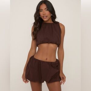 New brown mini skirt set ego size xs nwot